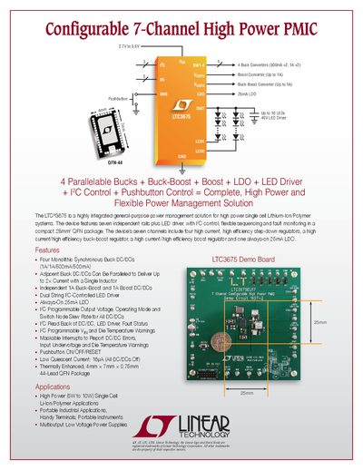 LINEAR 2PB_3675 Configurable 7-Channel High Power PMIC - cover page