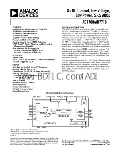 Analog Devices AD7708/AD7718 Datasheet - cover page