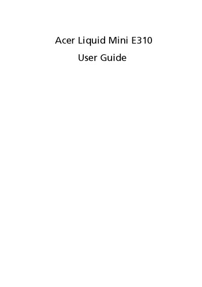 Acer Liquid Mini E310 User Guide - cover page