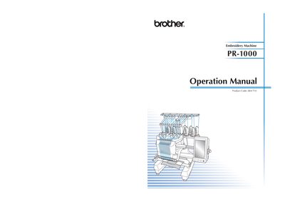 Brother PR-1000 Embroidery Machine Operation Manual - cover page