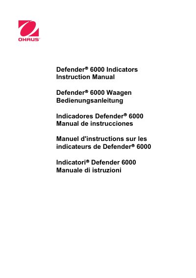 OHAUS Defender 6000 Indicators Instruction Manual