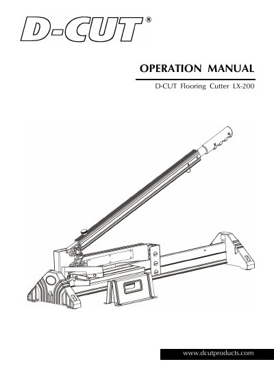 D-Cut LX-200 Flooring Cutter Operation Manual