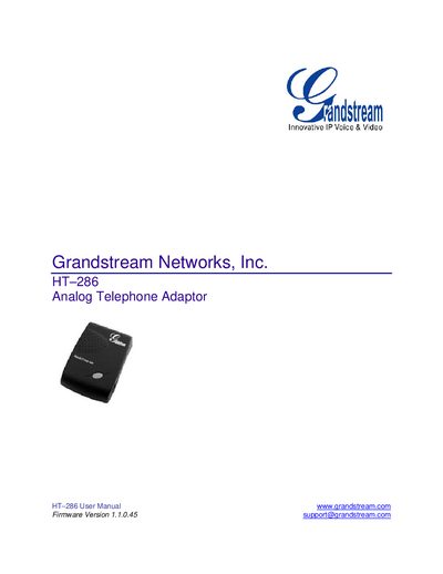 Grandstream HT-286 Analog Telephone Adaptor User Manual - cover page
