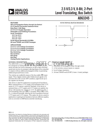 Analog Devices ADG3245 Datasheet - cover page