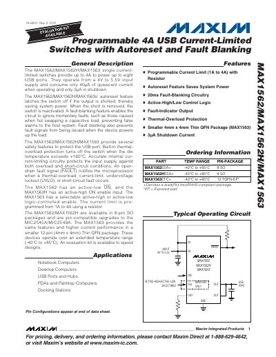 Maxim MAX1562/MAX1562H/MAX1563 Datasheet - cover page