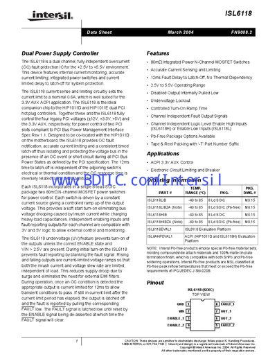 Intersil ISL6118 Dual Power Supply Controller Datasheet - cover page