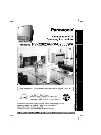 Panasonic PV-C2023A/PV-C2033WA Combination VCR Operating Instructions - cover page
