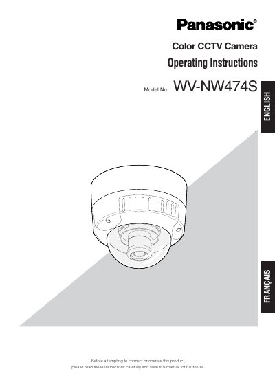 Panasonic WV-NW474S Color CCTV Camera Operating Instructions - cover page