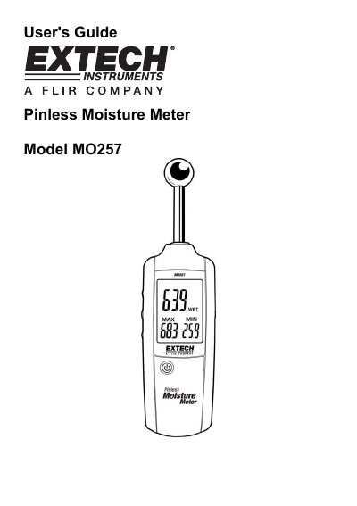 Extech MO257 Pinless Moisture Meter User's Guide