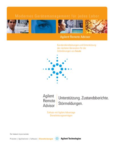 Agilent German version - Agilent Remote Advisor Brochure Brief -5989-6080DEE Manual - cover page