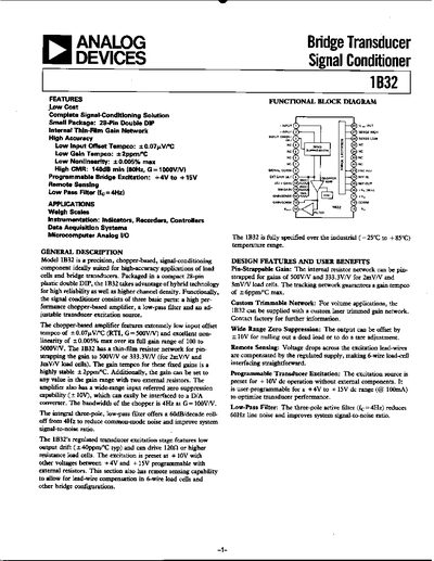 Analog Devices 1B32 Bridge Transducer Signal Conditioner Handbook - cover page