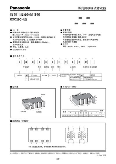 EXC28CH900U Array Common-Mode Noise Filter Datasheet - cover page