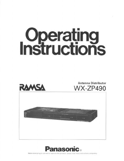 Panasonic WX-ZP490 Antenna Distributor Operating Instructions - cover page