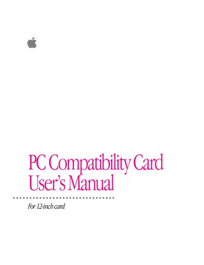 Apple PC Compatibility Card User's Manual - cover page