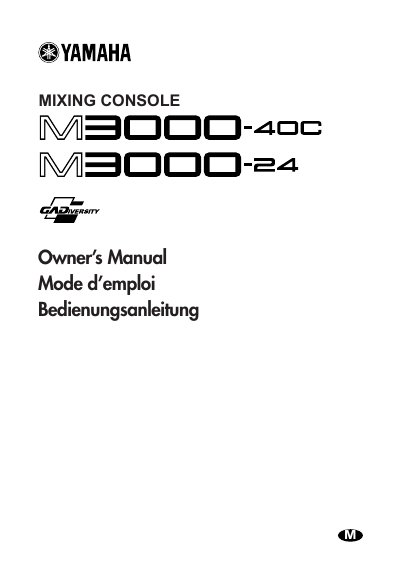 Yamaha M3000-40C Mixing Console Owner's Manual