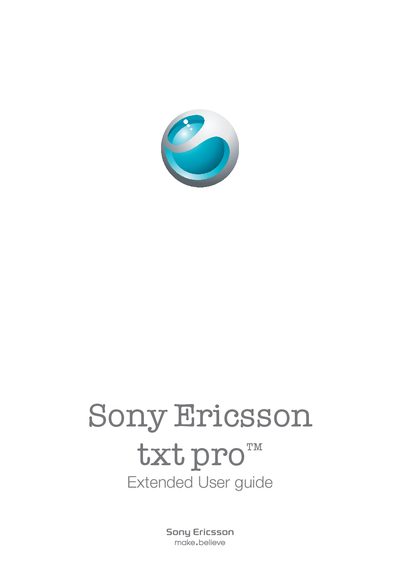 Sony Ericsson TXT Pro User Manual - cover page