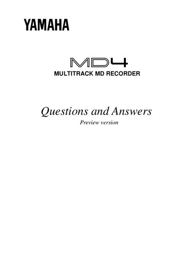 Yamaha MD4 Multitrack Recorder Questions and Answers - cover page