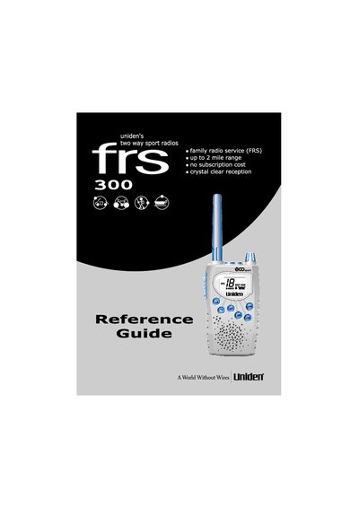 Uniden FRS300 Two-Way Sport Radio User Guide - cover page