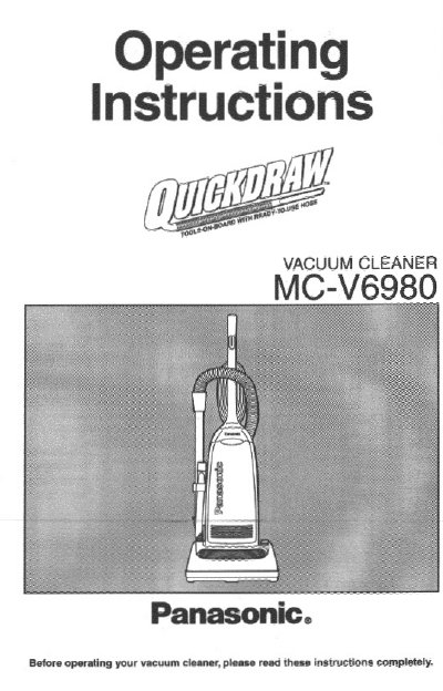 Panasonic MC-V6980 Upright Vacuum Cleaner Operating Instructions - cover page