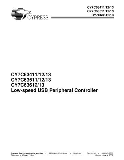 Cypress CY7C63411/12/13 CY7C63511/12/13 CY7C63612/13 Low-speed USB Peripheral Controller Programming Manual - cover page
