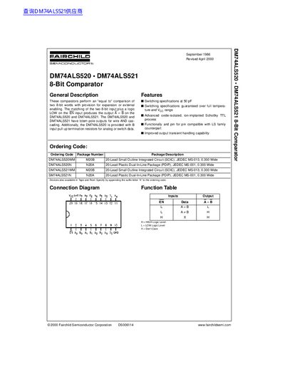 FAIRCHILD DM74ALS520 DM74ALS521 8-Bit Comparator handbook - cover page
