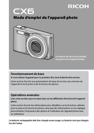 Ricoh CX6 Camera User Manual - cover page