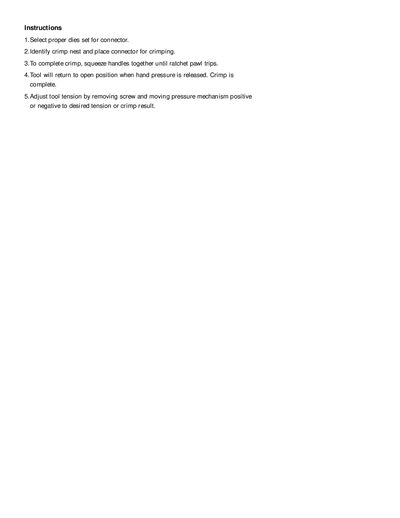 Crimpmaster Ratchet Crimp Tool Instructions Manual - cover page