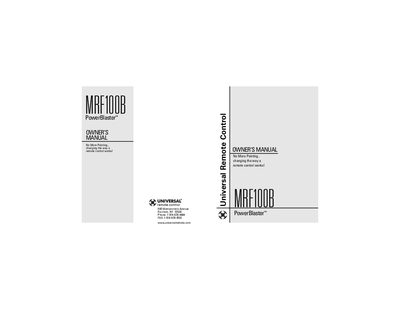 Universal Remote Control MRF100B Owner's Manual - cover page