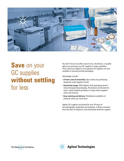 Agilent GC Supplies Bulk Packaging Brochure - cover page