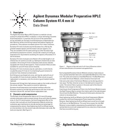 Agilent Dynamax 41.4 mm id Column System Datasheet - cover page