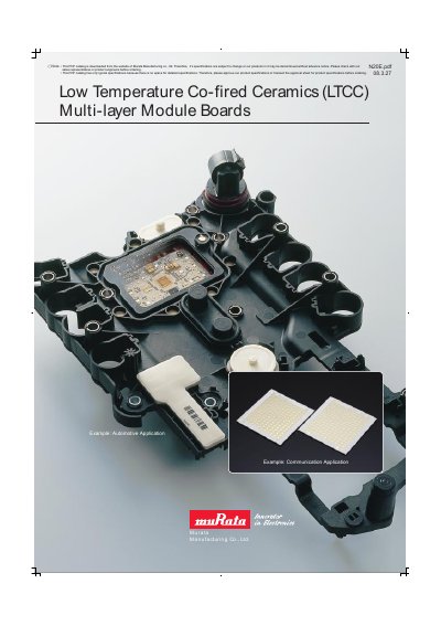 Murata N20E LTCC Multi-layer Module Boards Product Leaflet - cover page