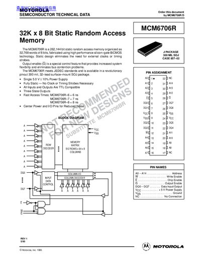 MOTOROLA MCM6706R handbook - cover page
