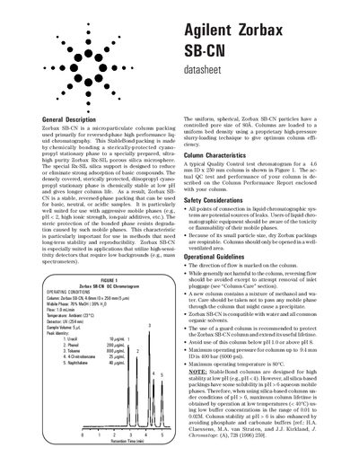 Agilent Zorbax SB-CN Datasheet - cover page