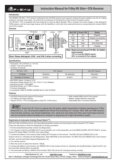 FrSky R9 Slim+ OTA Receiver User Manual - cover page