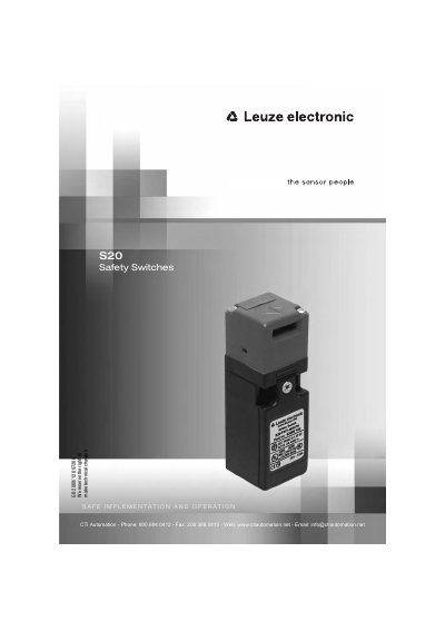 Leuze electronic S20 Safety Switches Operating Instructions - cover page