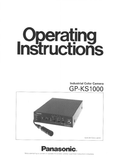 Panasonic GP-KS1000 Industrial Digital Signal Processing Color Camera Operation Instruction - cover page