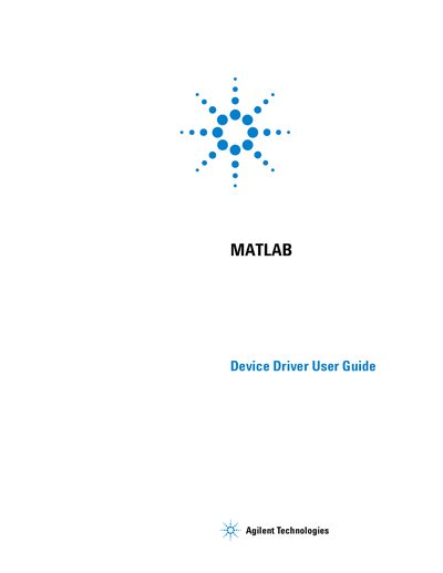 Agilent MATLAB Device Driver User Guide - cover page