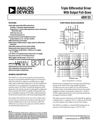 Analog Devices AD8133 Datasheet - cover page
