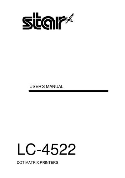 Star Micronics LC-4522 Dot Matrix Printer User Manual - cover page