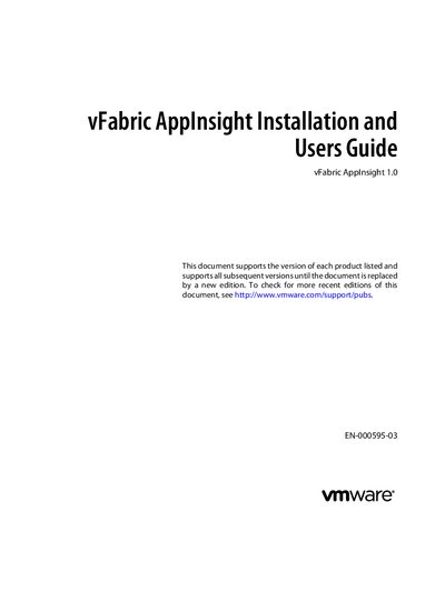 VMware vFabric AppInsight 1.0 Installation and Users Guide - cover page