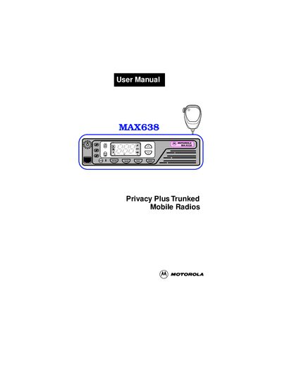 Motorola MAX638 Trunked Mobile Radio User Manual - cover page