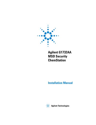 Agilent G1732AA MSD Security ChemStation Installation Guide - cover page