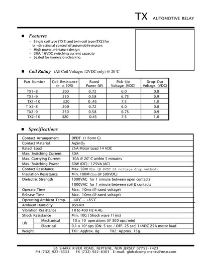 TX Automotive Relay Product Leaflet - cover page