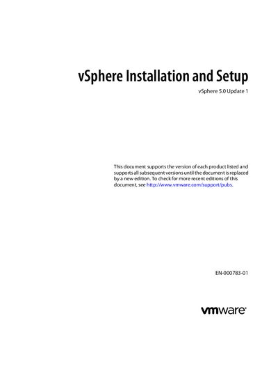 VMware vSphere 5.0 Update 1 Installation and Setup Guide