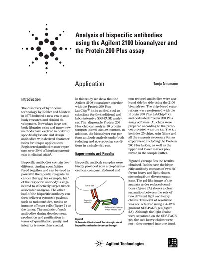 Agilent 2100 Bioanalyzer Protein 200 Plus Assay Application Note - cover page