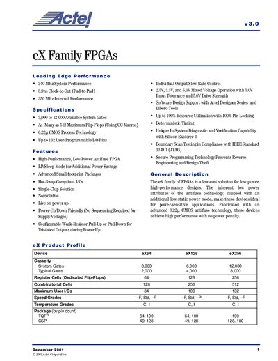 Actel eX Family FPGAs Handbook - cover page