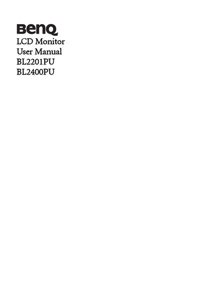 BenQ BL2201PU / BL2400PU LCD Monitor User Manual - cover page