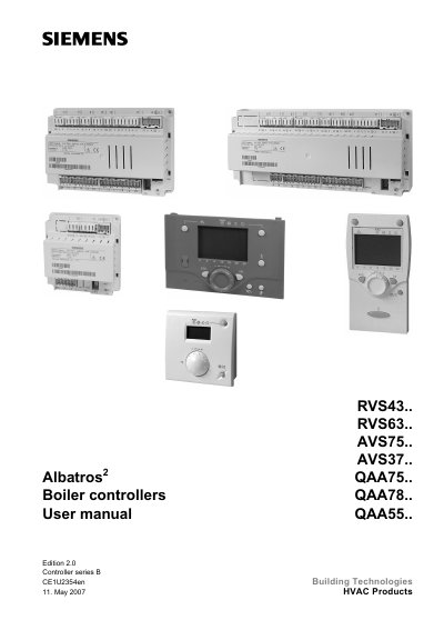 Siemens Albatros2 Boiler Controllers RVS43 & RVS63 User Manual - cover page