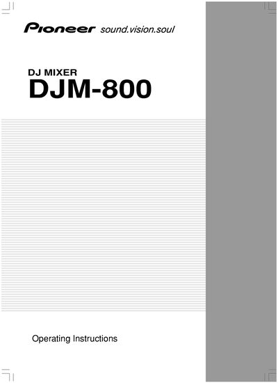 Pioneer DJM-800 DJ Mixer Operating Instructions - cover page