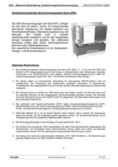 RINCK-A399 technology data(German) - cover page